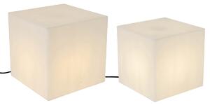Zewnetrzna Set van 2 buiten vloerlampen wit 30 en 38 cm vierkant IP44 - Nura Oswietlenie zewnetrzne