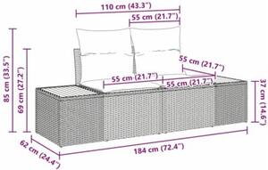 Zestaw Mebli Ogrodowych Komplet Wypoczynkowy Z Poduszkami 6-Częściowy Czarny Rattan Na Taras Balkon Ogród