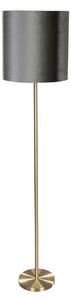 Lampa podłogowa mosiężna z welurowym abażurem zielonym 40cm - Simplo