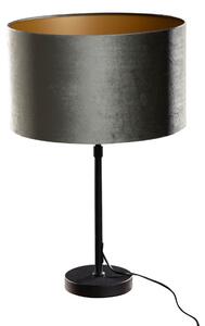 Lampa stołowa czarna z zielonym aksamitnym abażurem 35 cm - Parte