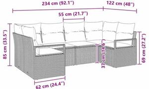 Zestaw Mebli Ogrodowych Komplet Wypoczynkowy Z Poduszkami 6-Częściowy Szary Rattan Na Taras Balkon Ogród