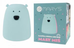 Lampka nocna dla dzieci bezprzewodowa na baterie RGBW niebieska miś mały LED 1W Mary's