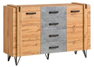 Komoda do salonu i sypialni 135 cm Lofter LO5 Beton Millenium Dąb Wotan