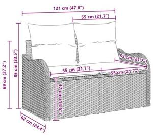 Zestaw Mebli Ogrodowych Komplet Wypoczynkowy Z Poduszkami 7-Częściowy Czarny Rattan Na Taras Balkon Ogród