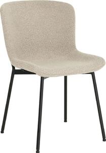 HowHomely Krzeso SABLE tkanina Cappucino Bouclé - nowoczesny design, wygodne, czarne metalowe nogi
