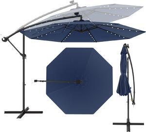 Parasol 3 m z diod LED, parasol ogrodowy z ochron UV i podstaw krzyow, uchylny parasol na korbk, parasol ogrodowy na patio, basen