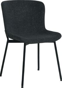HowHomely Krzeso SABLE czarna tkanina Bouclé - nowoczesny design, wygodne, czarne metalowe nogi