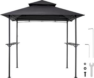 SucceBuy altana grillowa, 2430x1500x500 mm, zadaszenie do grilla na zewntrz, 2-poziomowa altana grillowa z podwójnym dachem, altana ogrodowa dla 2-4 osób, idealna na patio, podwórko i do ogrodu