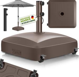 Tillvex® Podstawa parasola PAVERA z kókami i hamulcami Brzowa | Podstawa parasola z moliwoci napenienia 37 litrów / 56 kg | Waga parasola Parasol ogrodowy i parasol targowy Ø 1,8-3,7 m | Podstawa parasola wiszcego odporna na warunki atmosferyczne