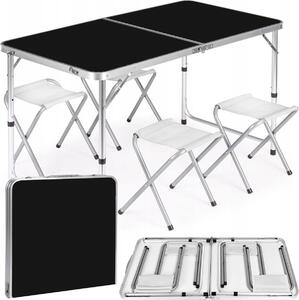 Stó skadany 120x60cm Heckermann Czarny + 4x Taboret