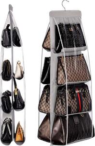 Organizer na torebk do szafy, czarny, nylon, 100x34 cm