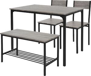 ML-Design zestaw jadalniany dla 4 osób, db-szary, stó z 2 krzesami 1 awka