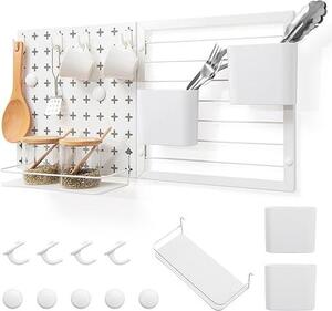 Zestaw Pegboard Combination Kit, metalowa tablica narzdziowa z 2 panelami pegboard, uchwytami, pók, haczykami i magnesami, magnetyczna tablica cienna do zawieszenia