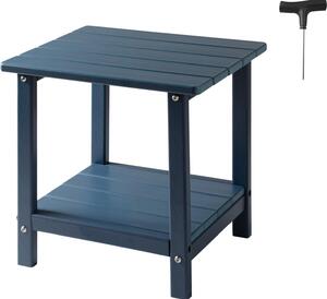 Plastikowy stolik boczny SucceBuy, 45x37x44 cm, stolik ogrodowy wykonany z HDPE z dwiema pókami, uniwersalny jako stolik nocny, stolik kawowy lub stolik dekoracyjny, idealny na patio, basen, pla, werand i do ogrodu, niebieski