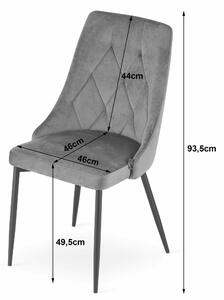 MebleMWM Krzesła tapicerowane IMOLA 3876 | Welur | Jasny szary | 4 sztuki