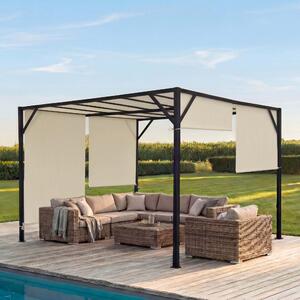 Pergola Beja, altana ogrodowa, zadaszenie tarasu, stabilna stalowa rama o gruboci 6 cm + przesuwany dach ~ 4 x 4 m