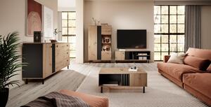 Komplet mebli do salonu z witryną Madi design artisan + antracyt