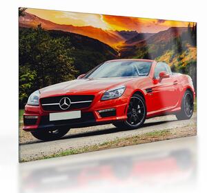 Obraz na szkle - czerwony Mercedes (70x50 cm)