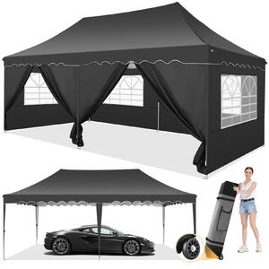 Skadany namiot ogrodowy 3x6m, wodoodporny namiot imprezowy z ochron UV 50+, 4 ciany boczne i 2 drzwi na zamek byskawiczny, na imprezy, wesela, wystawy, z torb, zielony