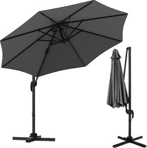 KOMFOTTEU parasol do ogrodu, 3 m, 360° z 5 regulowanymi naronikami, parasol na balkon z podstaw krzyow, 8 pozycji i korba, na taras, pla, basen