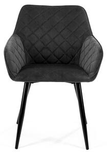 Czarny zestaw 2 welurowych krzeseł - Wanja