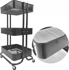 Wózek metalowy na kókach 3 póki 74cm czarny