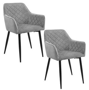 Dwa szare krzesła z welurowym wykończeniem - Wanja