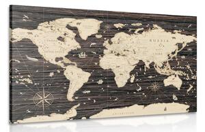Obraz mapa na drewnianym tle