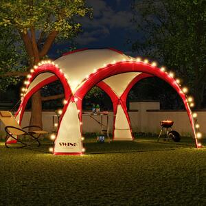 Pawilon imprezowy LED XXL DomeShelter 450cm ogród z panelem sonecznym designerski namiot ogrodowy namiot imprezowy z owietleniem - czerwony
