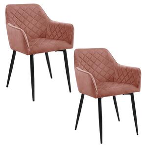 Komplet 2 różowych welurowych krzeseł - Wanja