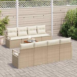 Zestaw Mebli Ogrodowych Komplet Wypoczynkowy Z Poduszkami 9-Częściowy Beżowy Rattan Na Taras Balkon Ogród