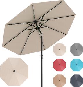 Parasol ogrodowy KOMFOTTEU 300 cm z 96 lampkami LED i 9 trybami, parasol z korbk, parasol tarasowy skadany pod ktem 35° z obu stron, parasol na balkon, pla, basen, bez podstawy