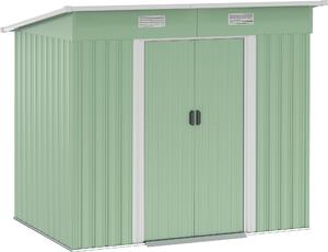Metalowa szopa narzdziowa Outsunny 2,3 m² 207 x 130 x 182 cm z oknem dachowym jednospadowym, drzwiami przesuwnymi, odporna na warunki atmosferyczne, ogrodowa szopa ogrodowa na podwórko