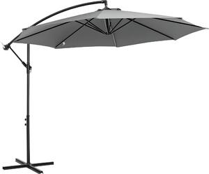 Parasol ogrodowy Outsunny Ø300 cm, uchylny, z ochron UV, parasol z korbk, stojakiem, mechanizmem korbowym, parasol ogrodowy, ochrona przeciwsoneczna na balkon, taras, szary