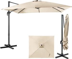 KOMFOTTEU parasol wspornikowy, parasol balkonowy prostoktny, parasol ogrodowy skadany z regulacj wysokoci, parasol plaowy 300 cm z podstaw krzyow, stabilny i wysokiej jakoci parasol rynkowy