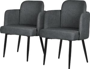 ML-Design zestaw 2 krzese do jadalni obicie tkanina antracyt Krzeso kuchenne z podokietnikami i oparciem o wygldzie rattanu Krzeso tapicerowane z metalowymi nogami Ergonomiczne