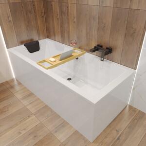 Wanna Akrylowa Zestaw 6w1 Prostoktna 180x80 + Styropianowy Nonik Stabilizujcy + Zagówek + Póka Bambusowa, Syfon Nogi w komplecie | BADLAND QUADRO
