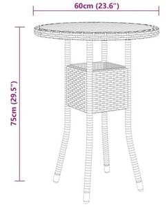 Zestaw Mebli Ogrodowych Bistro Z Poduszkami 3-Częściowy Szary Rattan Na Taras Balkon Ogród
