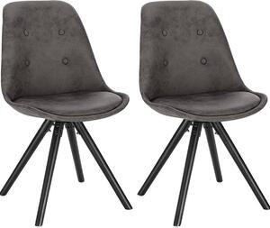 Happyment krzeso dla goci Cozi - Krzeso Eetkamer zestaw 2 - Tkanina antracytowa - Drewniane nogi - Wysoko 46 cm - Deluxe
