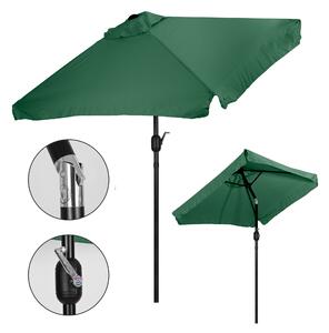 Prostoktny duy skony parasol ogrodowy z korb, zielony, 200 x 140 cm