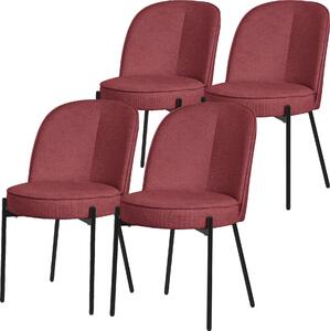 ML-Design krzesa do jadalni zestaw 4 czerwonych krzese kuchennych z poliestru z metalowymi nogami krzeso do salonu z oparciem tapicerowane krzesa do jadalni kuchnia