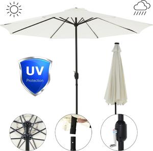 Parasol ogrodowy Ø3 m antracytowy LED obrotowy o 360° z korb i podstaw krzyow
