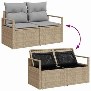 Zestaw Mebli Ogrodowych Komplet Wypoczynkowy Narożny 5-Częściowy Beżowy Rattan Na Taras Balkon Ogród