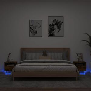 Szafki nocne z LED, 2 szt., przydymiony dąb, 40x39x37 cm