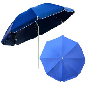 Parasol ogrodowy Materia poliester / stal Kolor granatowy Jednolity motyw Duy D 240 cm H 230 cm Nowoczesny Funkcjonalny