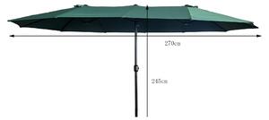 Podwójny parasol ogrodowy TILIA w kolorze ciemnozielonym 460x270x245 cm