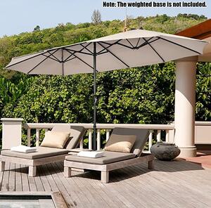Podwójny parasol 470x280 cm, parasol z rczn korb i 12 ebrami, ochrona UV, parasol ogrodowy (beowy)