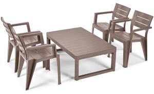 Zestaw mebli ogrodowych 4-osobowy: stół LYON i krzesła JULIE - cappuccino