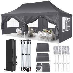Skadana altana 3X6m wodoodporna stabilna altana, namiot imprezowy skadany z 6 panelami bocznymi, ulepszony wysoki dach i torba do przenoszenia, altana ogrodowa, UV 50+