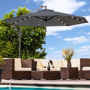 Parasol z owietleniem LED wiszcy parasol ogrodowy 300 cm - antracytowy